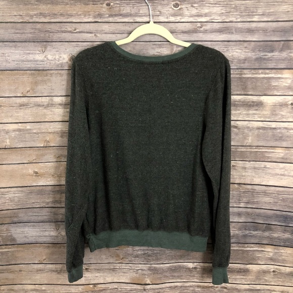 Wildfox Sorry I Can’t Sports gray green sweater - Picture 6 of 8